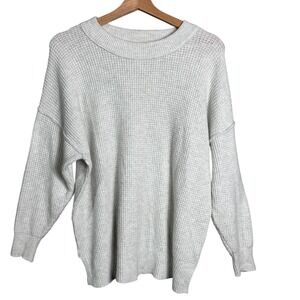 Aerie Waffle Knit Sweater Crew Cream oversized cozy chic layering warm lounge